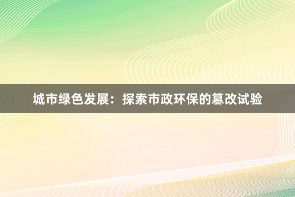 城市绿色发展：探索市政环保的篡改试验